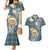 Personalised Hawaii State Couples Matching Mermaid Dress and Hawaiian Shirt Tropical Flowers With Tartan Pattern LT05 Blue - Polynesian Pride