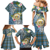 Personalised Hawaii State Family Matching Mermaid Dress and Hawaiian Shirt Tropical Flowers With Tartan Pattern LT05 - Polynesian Pride