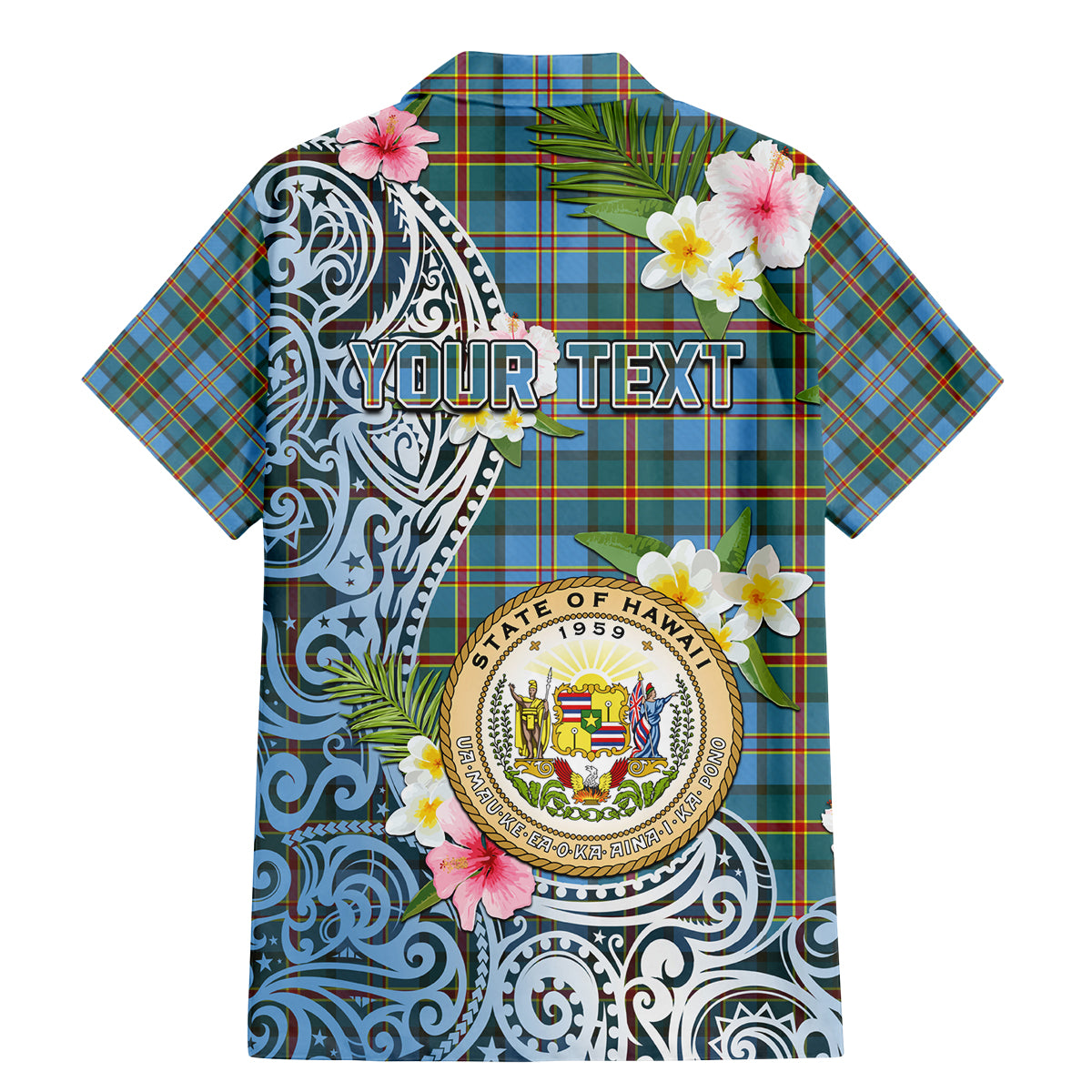 Personalised Hawaii State Family Matching Mermaid Dress and Hawaiian Shirt Tropical Flowers With Tartan Pattern LT05 - Polynesian Pride
