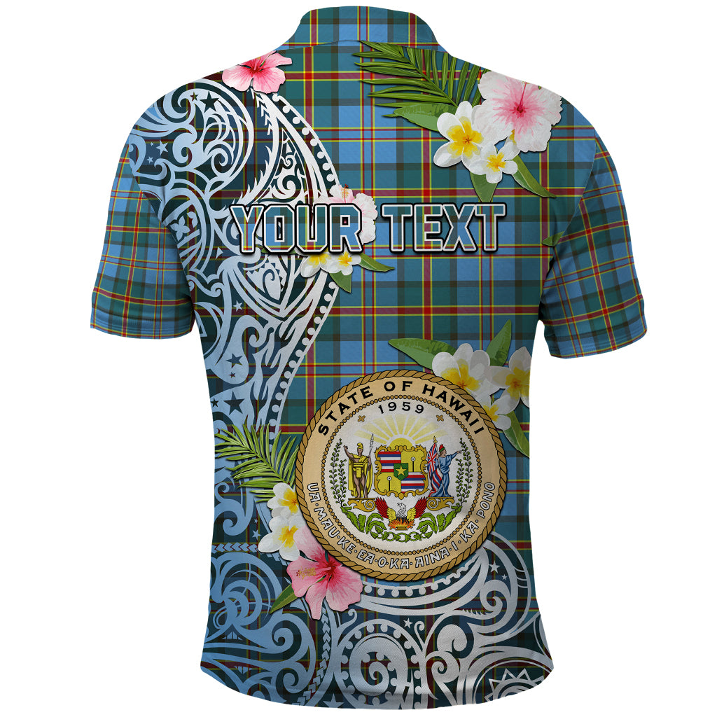 Personalised Hawaii State Polo Shirt Tropical Flowers With Tartan Pattern LT05 - Polynesian Pride