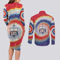 Samoa Couples Matching Long Sleeve Bodycon Dress and Long Sleeve Button Shirt Tie Dye Unique Style