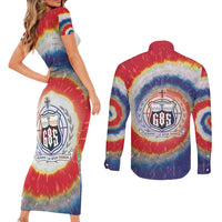 Samoa Couples Matching Short Sleeve Bodycon Dress and Long Sleeve Button Shirt Tie Dye Unique Style