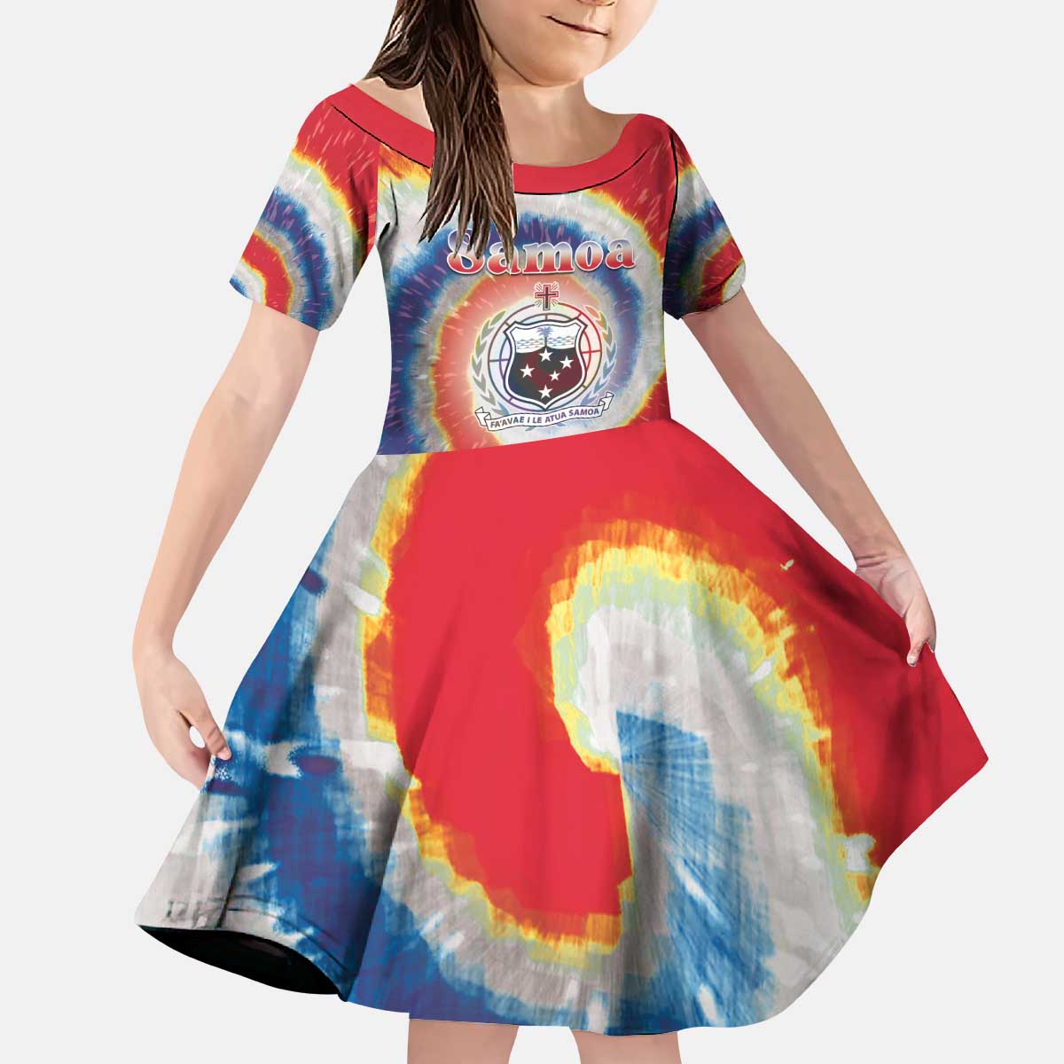 Samoa Kid Short Sleeve Dress Tie Dye Unique Style