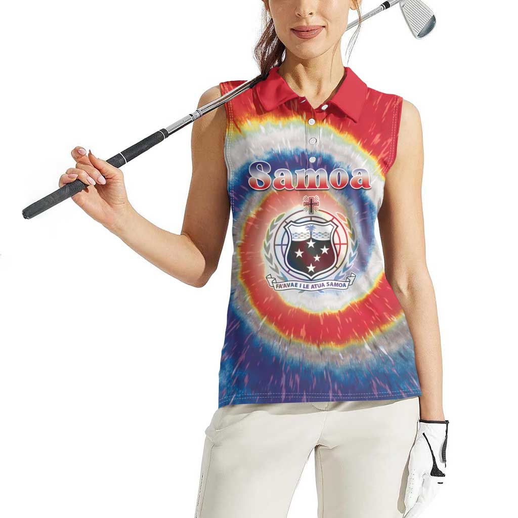 Samoa Women Sleeveless Polo Shirt Tie Dye Unique Style