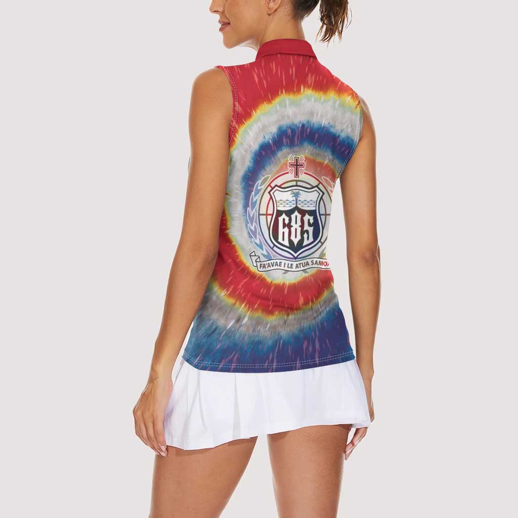 Samoa Women Sleeveless Polo Shirt Tie Dye Unique Style