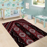 New Zealand Aotearoa Area Rug Red Poutama With Taniko Pattern LT05