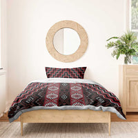 New Zealand Aotearoa Bedding Set Red Poutama With Taniko Pattern LT05