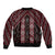 New Zealand Aotearoa Bomber Jacket Red Poutama With Taniko Pattern LT05