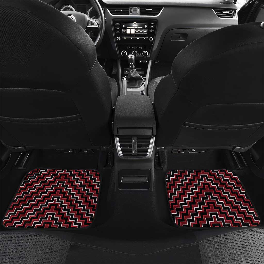 New Zealand Aotearoa Car Mats Red Poutama With Taniko Pattern LT05