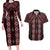 New Zealand Aotearoa Couples Matching Long Sleeve Bodycon Dress and Hawaiian Shirt Red Poutama With Taniko Pattern LT05