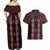 New Zealand Aotearoa Couples Matching Off Shoulder Maxi Dress and Hawaiian Shirt Red Poutama With Taniko Pattern LT05