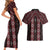 New Zealand Aotearoa Couples Matching Short Sleeve Bodycon Dress and Hawaiian Shirt Red Poutama With Taniko Pattern LT05