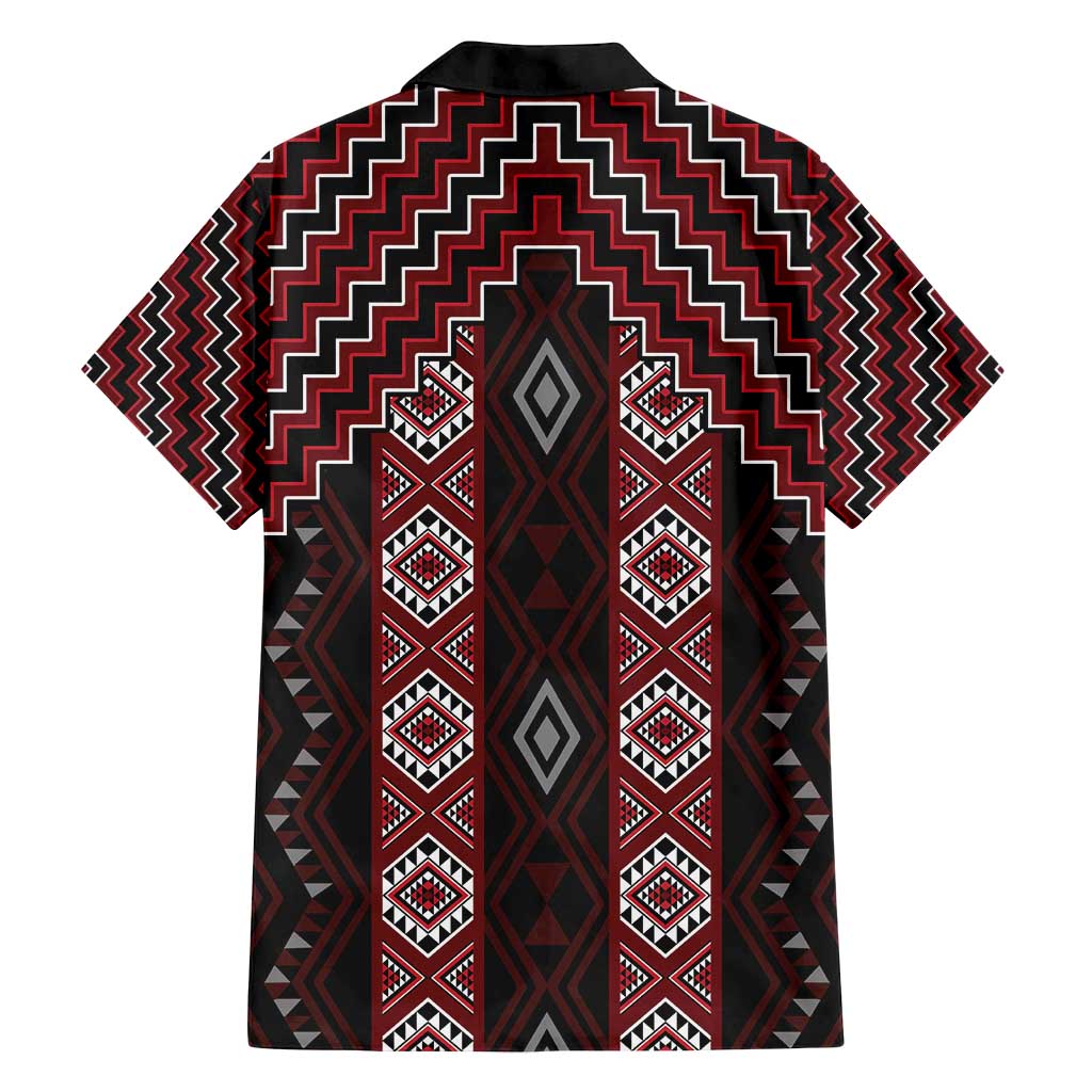 New Zealand Aotearoa Family Matching Long Sleeve Bodycon Dress and Hawaiian Shirt Red Poutama With Taniko Pattern LT05 - Polynesian Pride