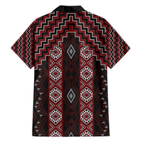 New Zealand Aotearoa Family Matching Long Sleeve Bodycon Dress and Hawaiian Shirt Red Poutama With Taniko Pattern LT05 - Polynesian Pride