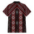 New Zealand Aotearoa Family Matching Off The Shoulder Long Sleeve Dress and Hawaiian Shirt Red Poutama With Taniko Pattern LT05