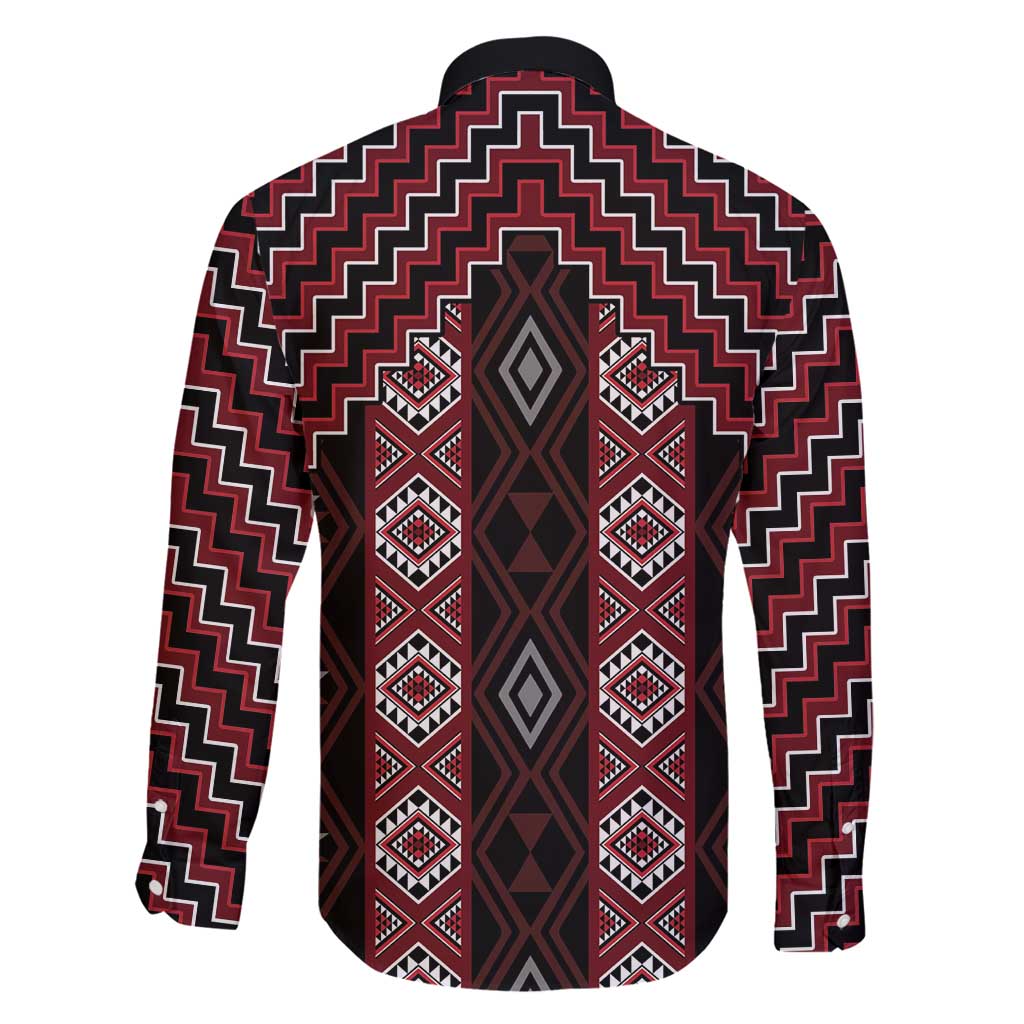 New Zealand Aotearoa Family Matching Puletasi and Hawaiian Shirt Red Poutama With Taniko Pattern LT05
