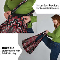 New Zealand Aotearoa Grocery Bag Red Poutama With Taniko Pattern