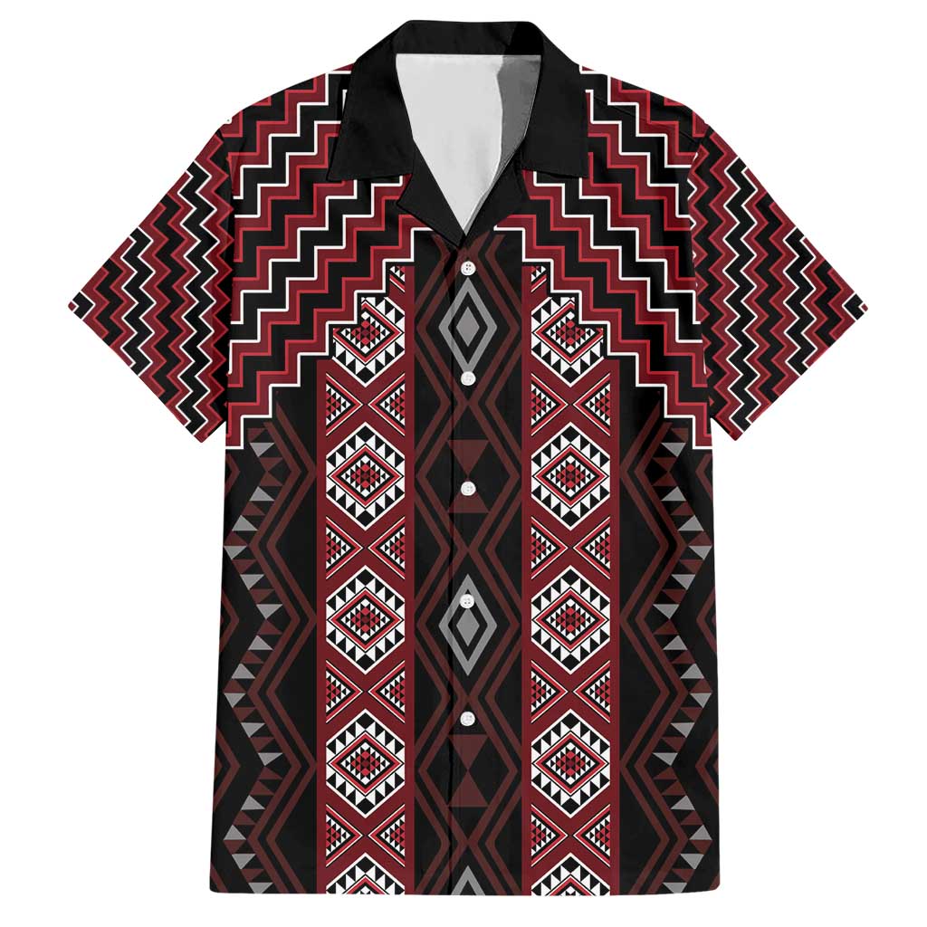 New Zealand Aotearoa Hawaiian Shirt Red Poutama With Taniko Pattern LT05