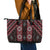 New Zealand Aotearoa Leather Tote Bag Red Poutama With Taniko Pattern LT05