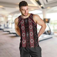 New Zealand Aotearoa Men Tank Top Red Poutama With Taniko Pattern LT05