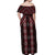 New Zealand Aotearoa Off Shoulder Maxi Dress Red Poutama With Taniko Pattern LT05