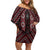 New Zealand Aotearoa Off Shoulder Short Dress Red Poutama With Taniko Pattern LT05