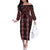 New Zealand Aotearoa Off The Shoulder Long Sleeve Dress Red Poutama With Taniko Pattern LT05