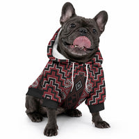 New Zealand Aotearoa Pet Hoodie Red Poutama With Taniko Pattern