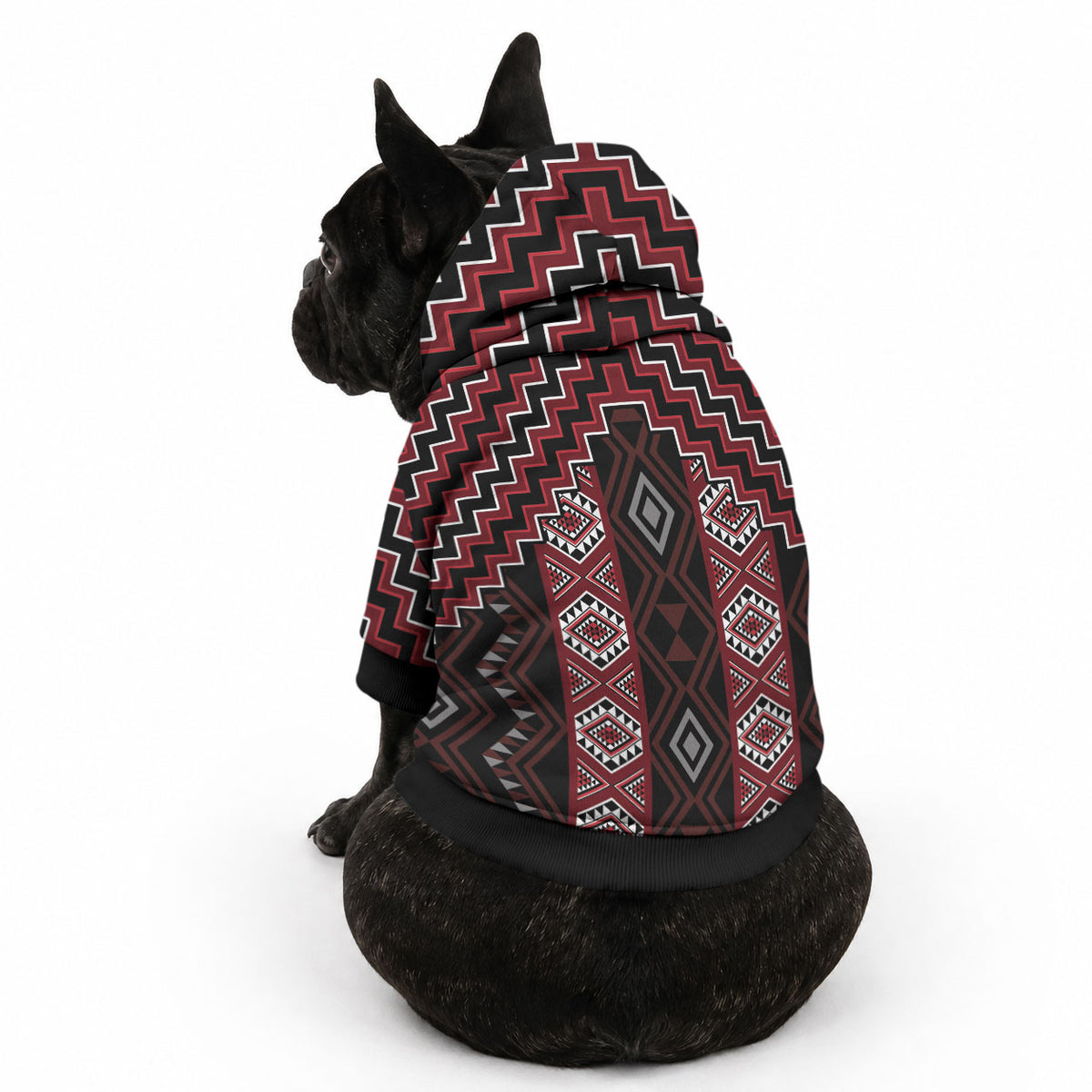 New Zealand Aotearoa Pet Hoodie Red Poutama With Taniko Pattern