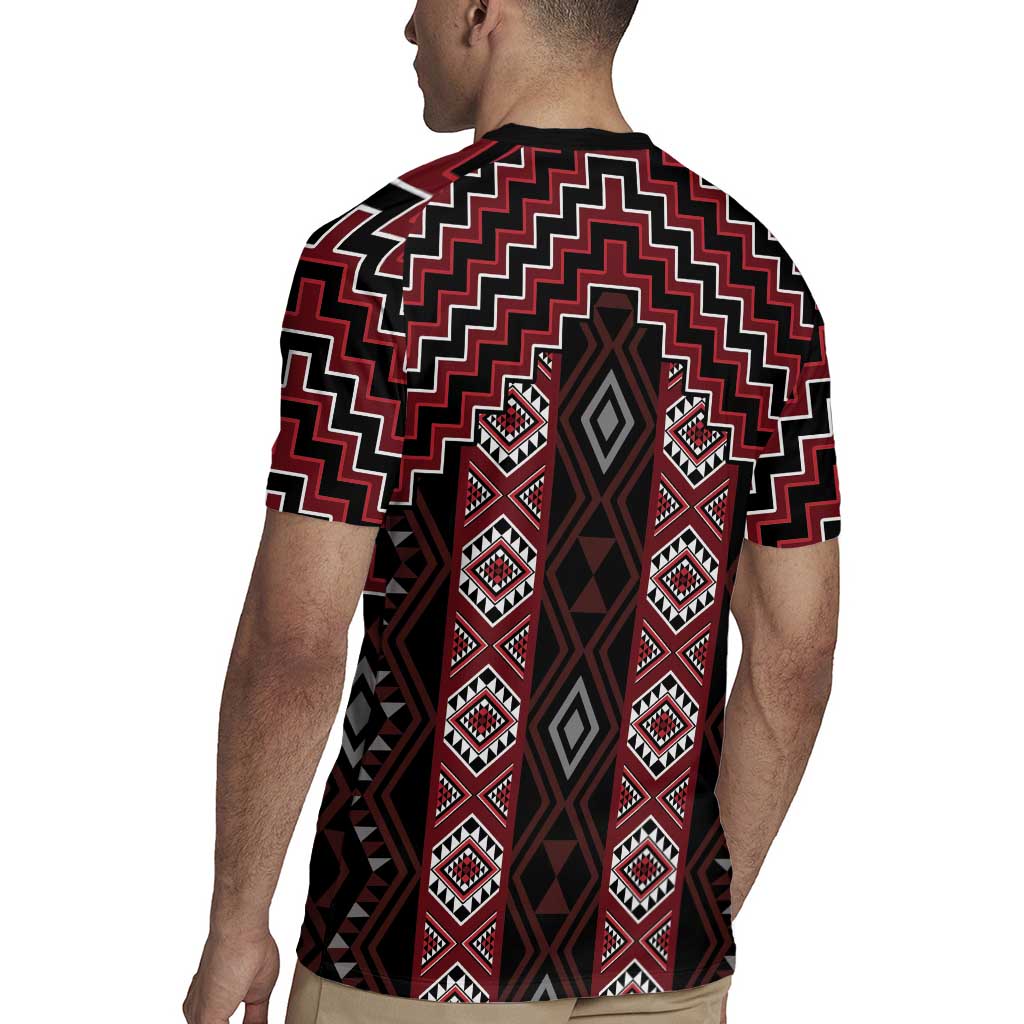 New Zealand Aotearoa Rugby Jersey Red Poutama With Taniko Pattern LT05
