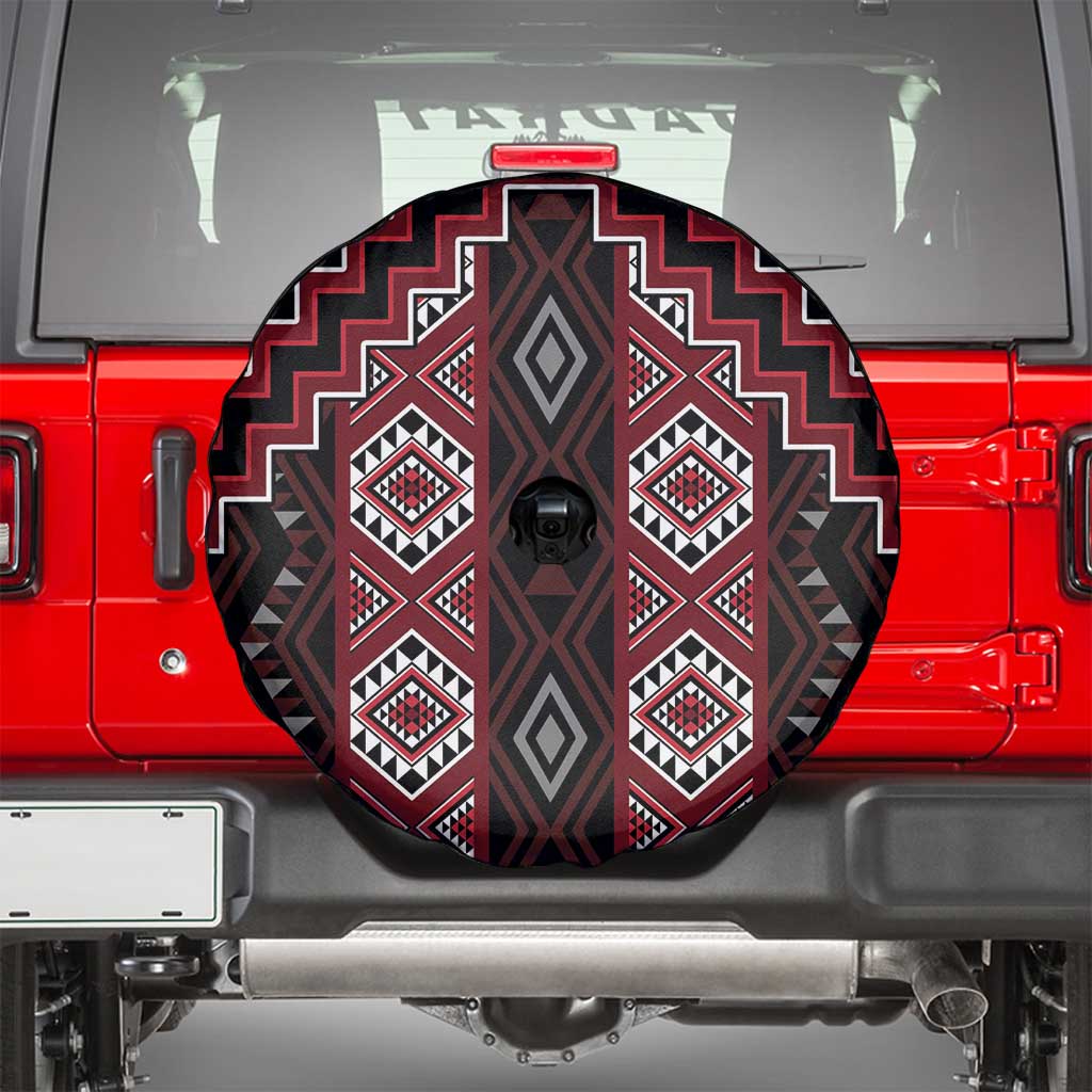 New Zealand Aotearoa Spare Tire Cover Red Poutama With Taniko Pattern LT05
