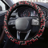 New Zealand Aotearoa Steering Wheel Cover Red Poutama With Taniko Pattern LT05