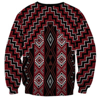 New Zealand Aotearoa Sweatshirt Red Poutama With Taniko Pattern LT05