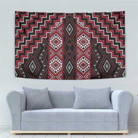 New Zealand Aotearoa Tapestry Red Poutama With Taniko Pattern LT05