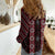 New Zealand Aotearoa Women Casual Shirt Red Poutama With Taniko Pattern LT05