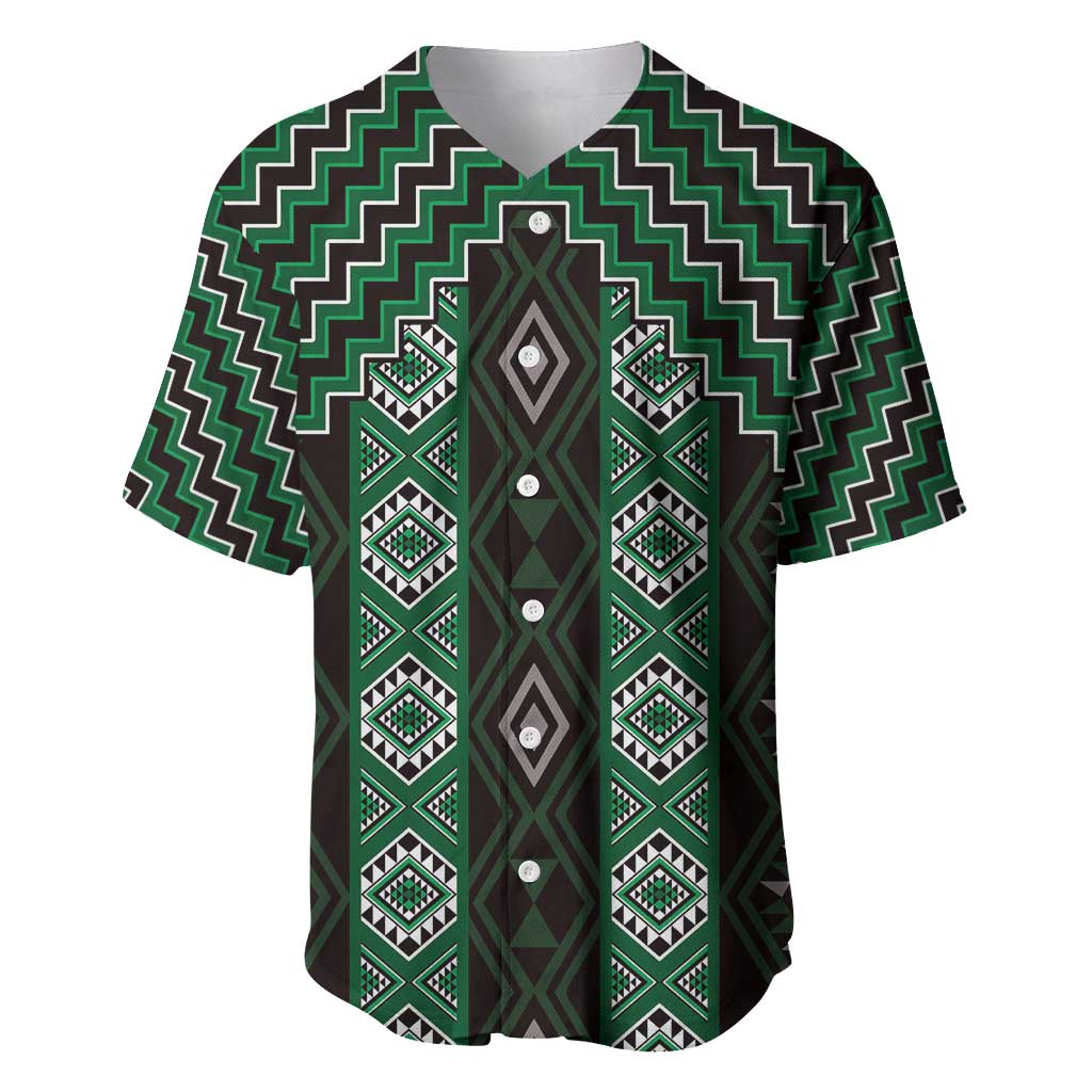 New Zealand Aotearoa Baseball Jersey Green Poutama With Taniko Pattern LT05