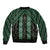 New Zealand Aotearoa Bomber Jacket Green Poutama With Taniko Pattern LT05