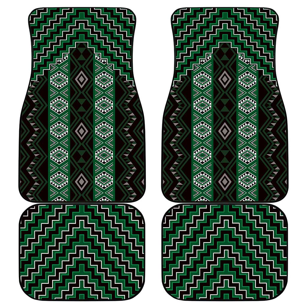 New Zealand Aotearoa Car Mats Green Poutama With Taniko Pattern LT05