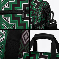 New Zealand Aotearoa Duffle Bag Green Poutama With Taniko Pattern LT05 - Polynesian Pride