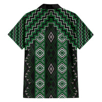 New Zealand Aotearoa Family Matching Long Sleeve Bodycon Dress and Hawaiian Shirt Green Poutama With Taniko Pattern LT05 - Polynesian Pride