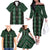 New Zealand Aotearoa Family Matching Off The Shoulder Long Sleeve Dress and Hawaiian Shirt Green Poutama With Taniko Pattern LT05