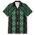 New Zealand Aotearoa Family Matching Off The Shoulder Long Sleeve Dress and Hawaiian Shirt Green Poutama With Taniko Pattern LT05