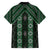 New Zealand Aotearoa Family Matching Off The Shoulder Long Sleeve Dress and Hawaiian Shirt Green Poutama With Taniko Pattern LT05