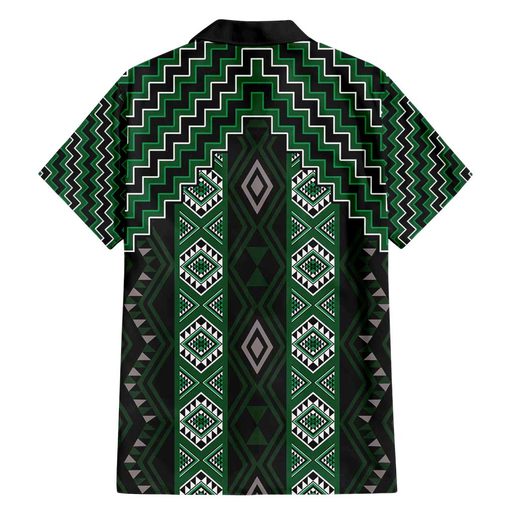 New Zealand Aotearoa Family Matching Short Sleeve Bodycon Dress and Hawaiian Shirt Green Poutama With Taniko Pattern LT05 - Polynesian Pride