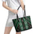 New Zealand Aotearoa Leather Tote Bag Green Poutama With Taniko Pattern LT05