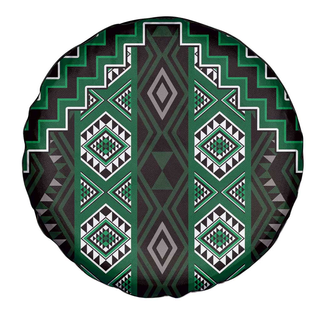 New Zealand Aotearoa Spare Tire Cover Green Poutama With Taniko Pattern LT05