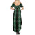 New Zealand Aotearoa Summer Maxi Dress Green Poutama With Taniko Pattern LT05