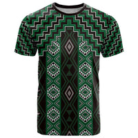 New Zealand Aotearoa T Shirt Green Poutama With Taniko Pattern LT05