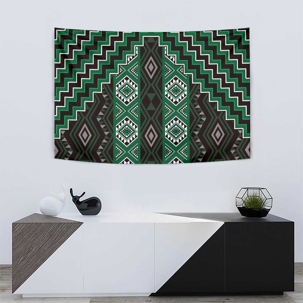 New Zealand Aotearoa Tapestry Green Poutama With Taniko Pattern LT05