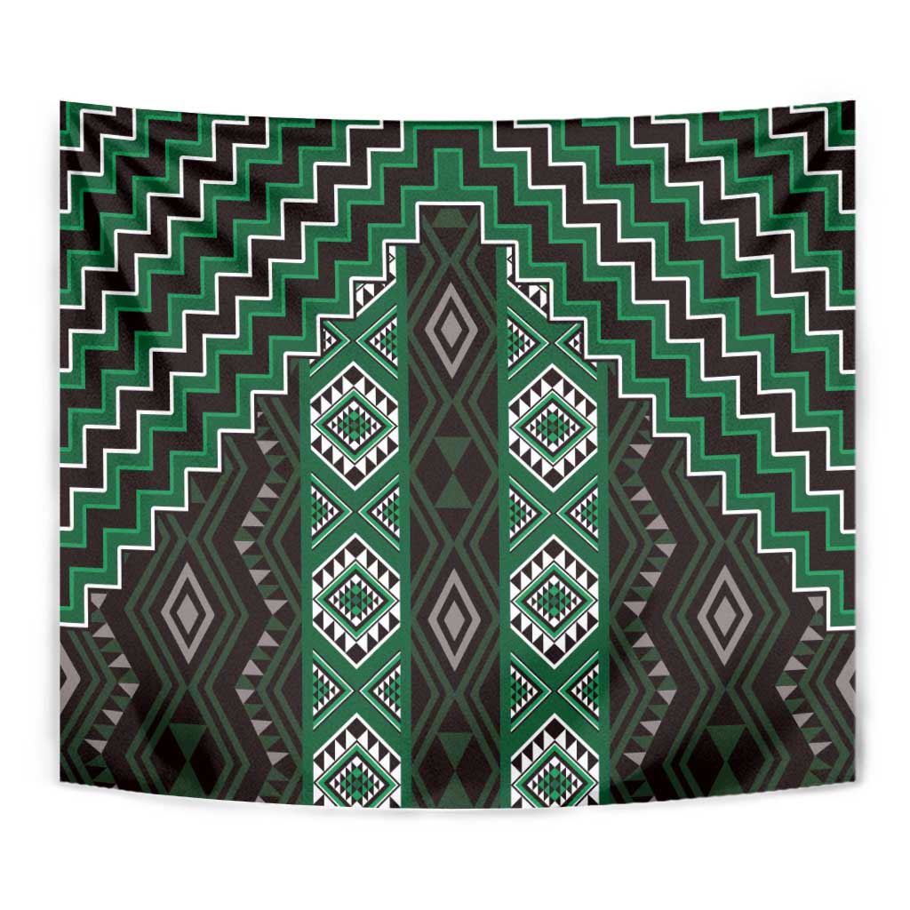 New Zealand Aotearoa Tapestry Green Poutama With Taniko Pattern LT05
